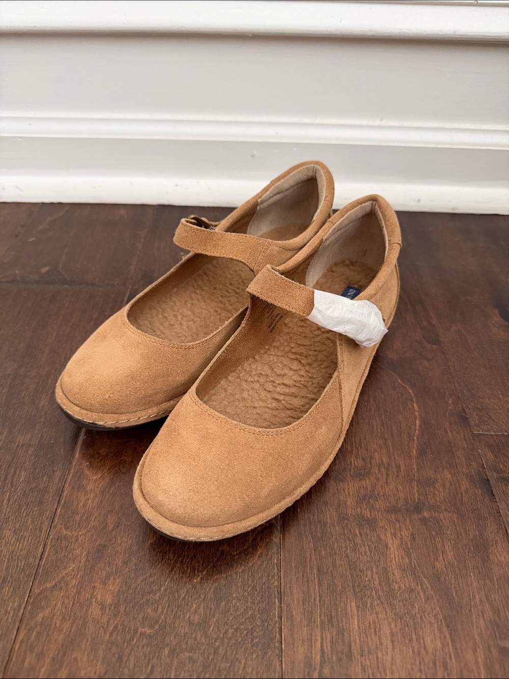Land’s End Mary Jane suede leather shoes with Sherpa insoles buckle strap 7